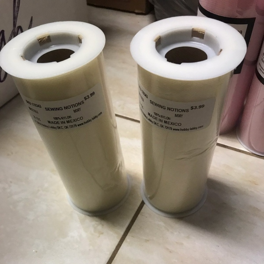 Two 25 yards ivory tulle
